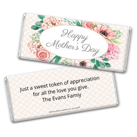 Personalized Bonnie Marcus Collection Mother's Day Painted Flowers Hershey's Chocolate Bar & Wrapper