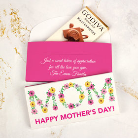 Personalized Bonnie Marcus Mother's Day Floral Mom Godiva Chocolate Bar in Gift Box