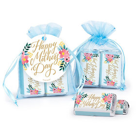 Personalized Mother's Day Floral Hershey's Miniatures in Organza Bags with Gift Tag