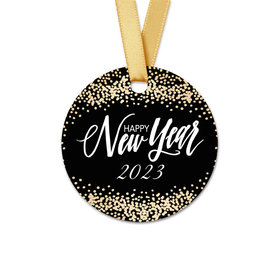 Personalized Round New Years Bubbles Favor Gift Tags (20 Pack)
