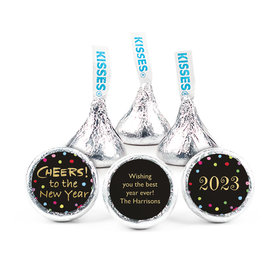 Personalized Bonnie Marcus New Year's Eve Cheery Rainbow Dots Hershey's Kisses