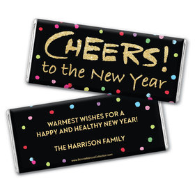 Personalized New Years Cheery Rainbow Dots Hershey's Chocolate Bar & Wrapper