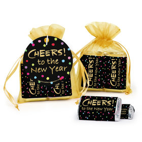 Bonnie Marcus New Year's Eve Cheery Rainbow Dots Hershey's Miniatures in Organza Bags with Gift Tag