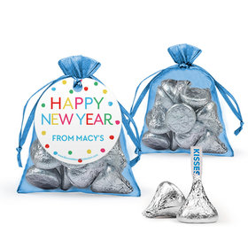 Personalized Bonnie Marcus New Year's Eve Dazzling Dots Hershey's Kisses in Organza Bags with Gift Tag