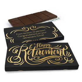 Deluxe Personalized Retirement Script Belgian Chocolate Bar in Gift Box (3oz Bar)