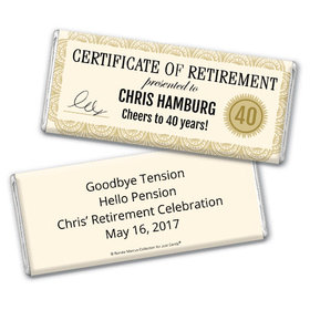 Personalized Bonnie Marcus Collection Retirement Certificate Chocolate Bar