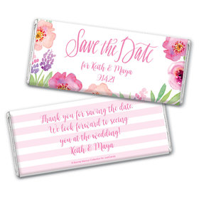 Bonnie Marcus Collection Personalized Chocolate Bar Wrappers Chocolate & Wrapper Floral Embrace Save the Date Favors