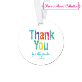 Bonnie Marcus Collection Round Colorful Thank You Teacher Appreciation Favor Gift Tags (20 Pack)