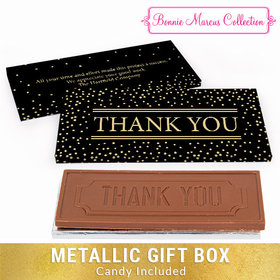 Deluxe Personalized Thank You Gold Dots Chocolate Bar in Metallic Gift Box