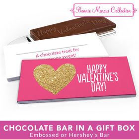 Deluxe Personalized Valentine's Day Glitter Heart Chocolate Bar in Gift Box