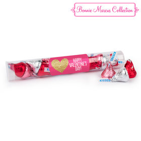 Valentine's Day Glitter Heart Gumball Tube with Hershey's Kisses