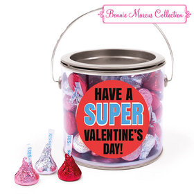 Happy Valentine's Day Superhero Hershey's Kisses Silver Paint Can