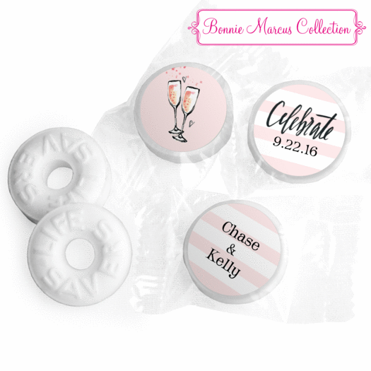 Bonnie Marcus Collection Pink Champagne Wedding Stickers - Custom Life Savers