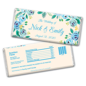 Bonnie Marcus Collection Personalized Chocolate Bar Wrappers Chocolate & Wrapper Here's Something Blue Wedding Favors