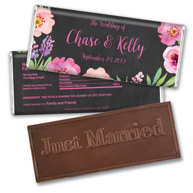 Bonnie Marcus Collection Personalized Embossed Chocolate Bar Chocolate & Wrapper Floral Embrace Wedding Favors