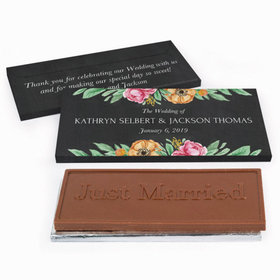 Deluxe Personalized Wedding Flowers Chocolate Bar in Gift Box