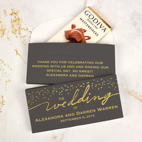 Deluxe Personalized Wedding Divine Gold Godiva Chocolate Bar in Gift Box