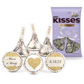 300 Pcs Personalized Wedding Candy Favors Hershey's Kisses - Gold Glitter - Assembly Required
