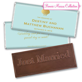 Personalized Bonnie Marcus Wedding Siren's Shell Embossed Chocolate Bar & Wrapper