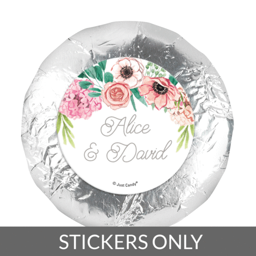 Personalized Wedding Reception Blossom Bliss 1.25" Stickers (48 Stickers)