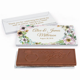 Deluxe Personalized Wedding Painted Flowers Chocolate Bar in Gift Box
