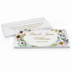 Deluxe Personalized Wedding Painted Flowers Hershey's Chocolate Bar in Gift Box