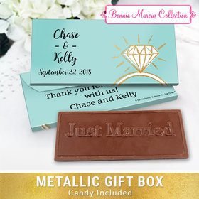 Deluxe Personalized Wedding Last Fling Chocolate Bar in Metallic Gift Box