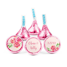 Personalized Wedding Pink Flowers Hershey's Kisses - pack of 50