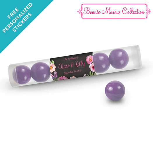 Bonnie Marcus Collection Personalized Gumball Tube Floral Embrace Custom Wedding Favor (12 Pack)