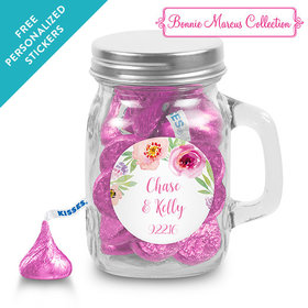 Bonnie Marcus Collection Personalized Mini Mason Mug Floral Embrace Custom Wedding Favor (12 Pack)