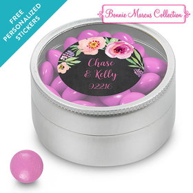 Bonnie Marcus Collection Personalized Small Round Tin Floral Embrace Custom Wedding Favor (25 Pack)