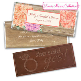 Bonnie Marcus Collection Personalized Embossed Chocolate Bar Chocolate and Wrapper Blooming Joy Bridal Shower Favor