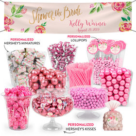 Personalized Bridal Shower Pink Flowers Deluxe Candy Buffet