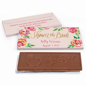Deluxe Personalized Bridal Shower In the Pink Embossed Chocolate Bar in Gift Box