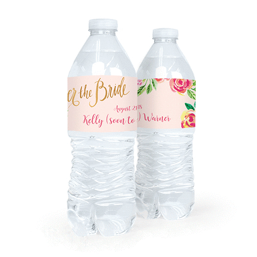 Personalized Bridal Shower In the Pink Water Bottle Sticker Labels (5 Labels)