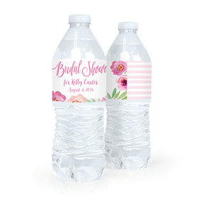 Personalized Bridal Shower Floral Embrace Water Bottle Sticker Labels (5 Labels)