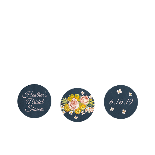 Personalized Bonnie Marcus Bridal Shower Chalkboard Flowers 3/4" Stickers for Hershey's Kisses