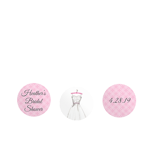 Personalized Bonnie Marcus Bridal Shower Wedding Dress 3/4" Stickers for Hershey's Kisses