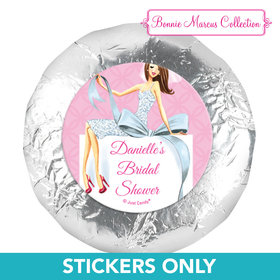Personalized Bonnie Marcus Wedding Beautiful Bride with Bow Brunette 1.25" Stickers (48 Stickers)