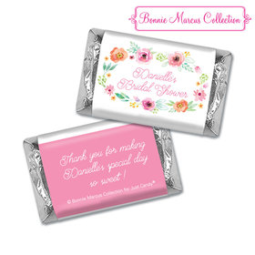 Personalized Bonnie Marcus Bridal Shower Water Color White Blossoms Hershey's Miniatures
