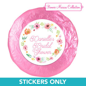 Personalized Bonnie Marcus Wedding Water Color White Blossoms 1.25" Stickers (48 Stickers)