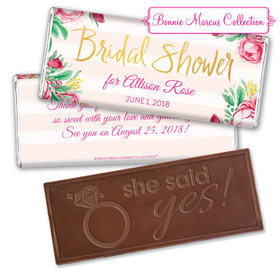 Personalized Bonnie Marcus Bridal Shower Fabulous Floral Embossed Chocolate Bar & Wrapper