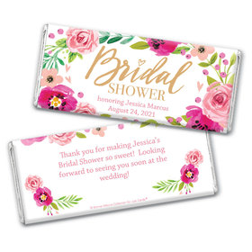 Personalized Bonnie Marcus Bridal Shower Magenta Florals Chocolate Bar & Wrapper