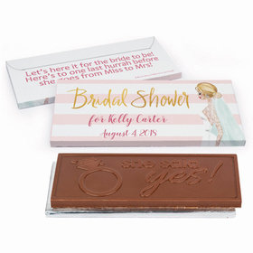 Deluxe Personalized Bridal Shower Bridal March Embossed Chocolate Bar in Gift Box
