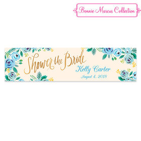 Personalized Bridal Shower Blue Flowers 5 Ft. Banner