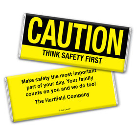 Business Personalized Chocolate Bar Wrappers Caution Think Safety First