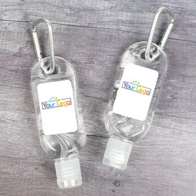 Custom Business Add Your Logo Hand Sanitizer with Carabiner 1 fl. oz bottle