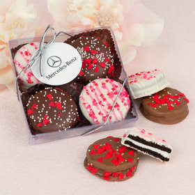 Personalized Valentine's Day Add Your Logo Gourmet Belgian Chocolate Covered Oreos 4pc Gift Box