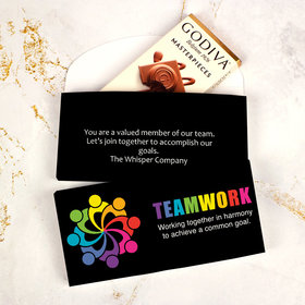 Deluxe Personalized Business All Hands In Teamwork Godiva Chocolate Bar in Gift Box