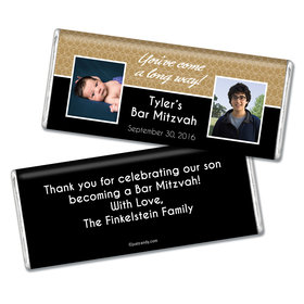 Bar Mitzvah Personalized Chocolate Bar Then & Now Photos